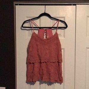 Women’s Small Dusty Pink Lace Tank Top